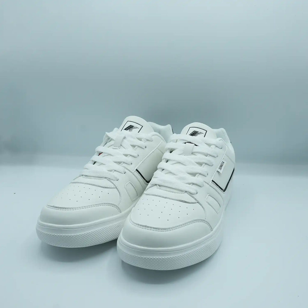 Unisex Low-Top Sneakers Classic White with Black, Red & Green Detail