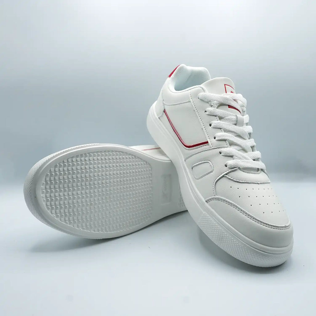 Unisex Low-Top Sneakers Classic White with Black, Red & Green Detail