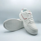 Unisex Low-Top Sneakers Classic White with Black, Red & Green Detail
