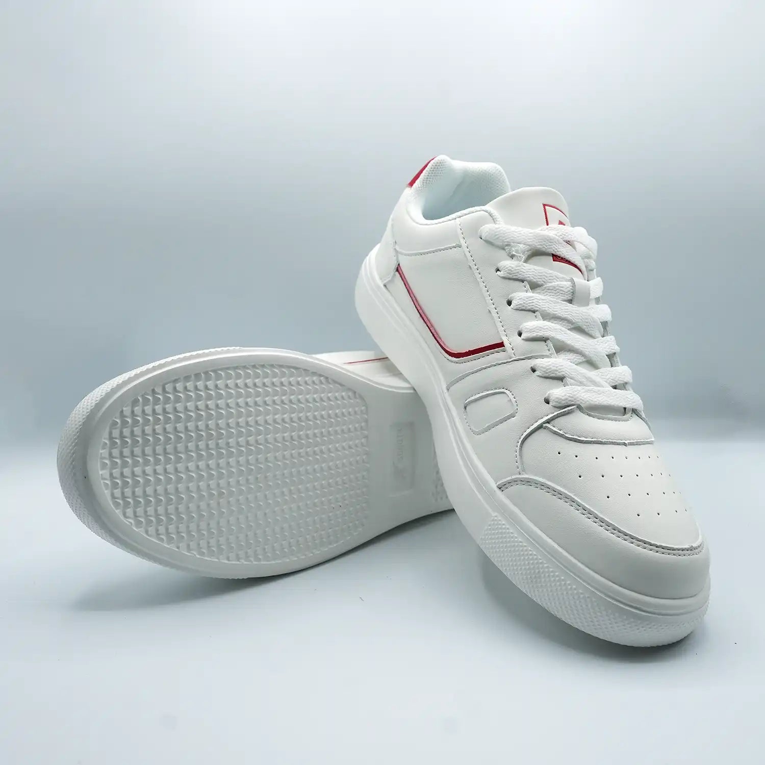Unisex Low-Top Sneakers Classic White with Black, Red & Green Detail