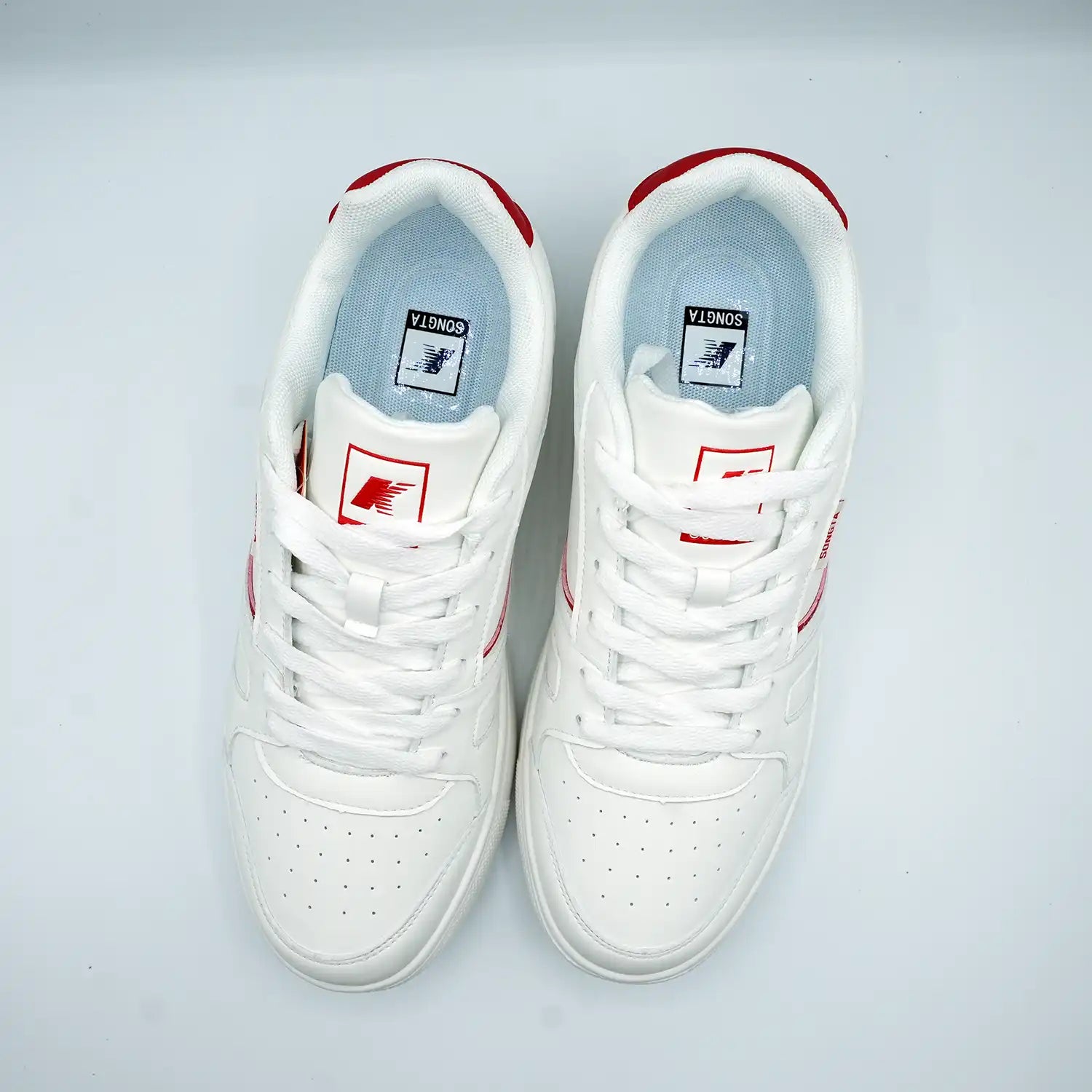 Unisex Low-Top Sneakers Classic White with Black, Red & Green Detail