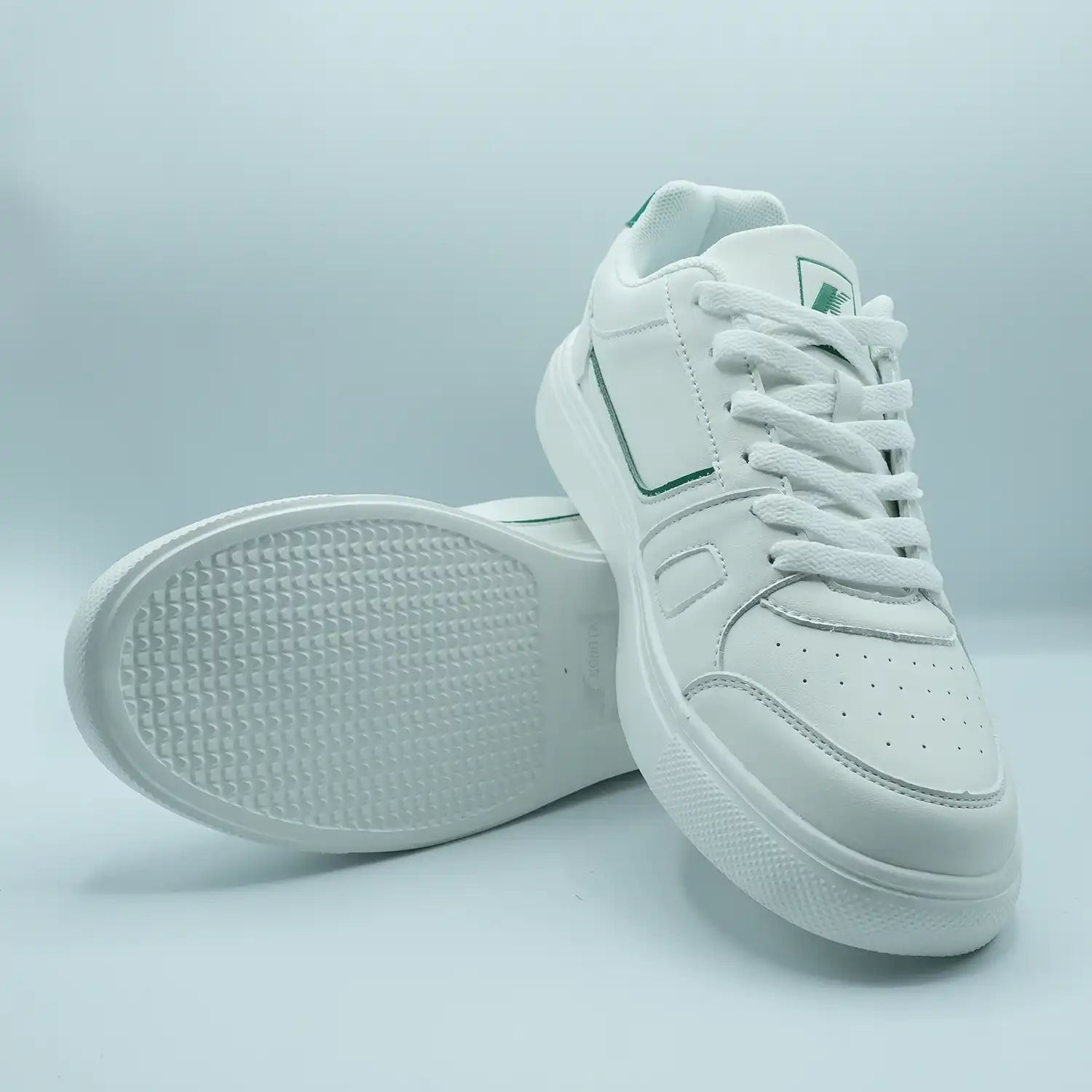Unisex Low-Top Sneakers Classic White with Black, Red & Green Detail