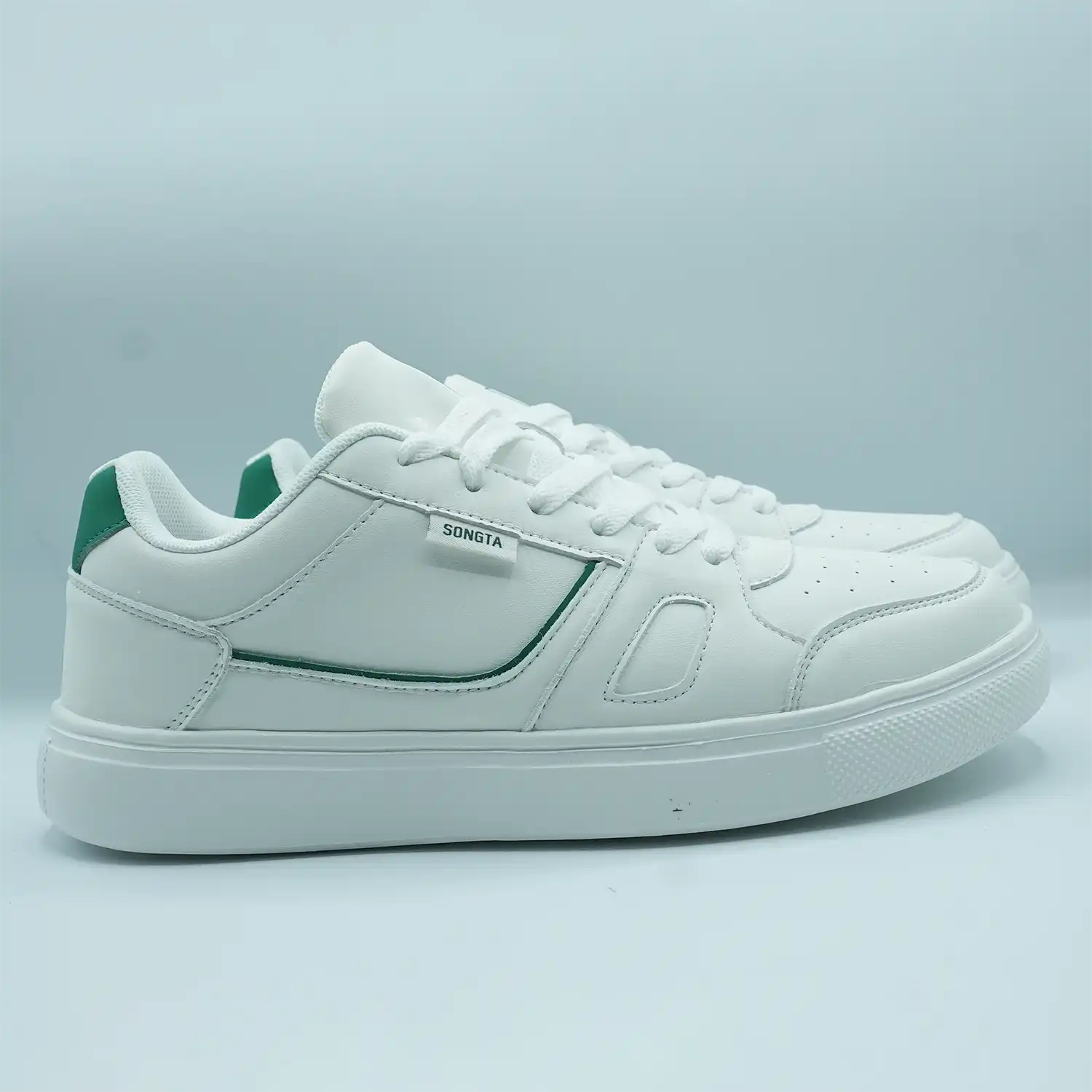 Unisex Low-Top Sneakers Classic White with Black, Red & Green Detail