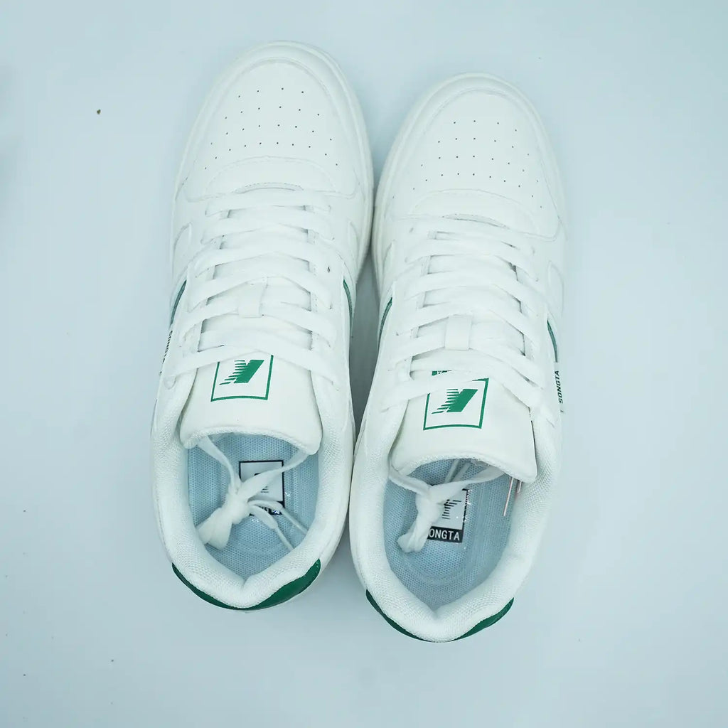 Unisex Low-Top Sneakers Classic White with Black, Red & Green Detail