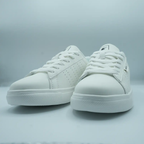 Unisex Low-Top Sneakers – Classic White with Red & Black Detail