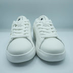 Unisex Low-Top Sneakers – Classic White with Red & Black Detail