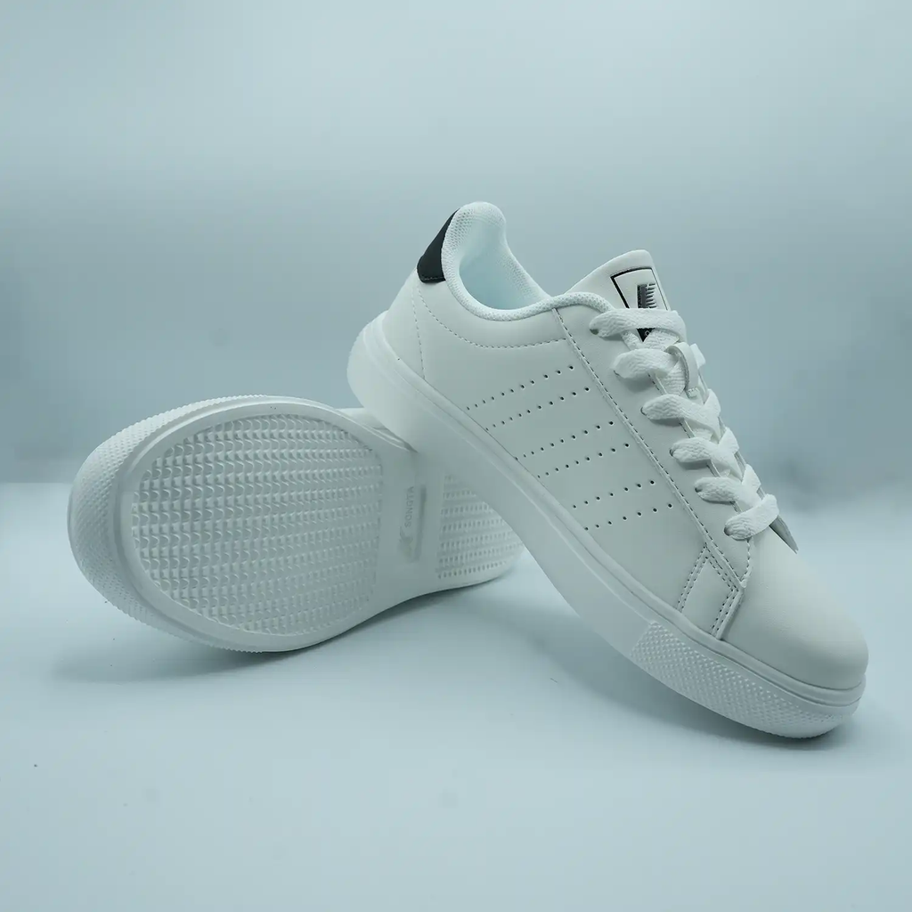 Unisex Low-Top Sneakers – Classic White with Red & Black Detail