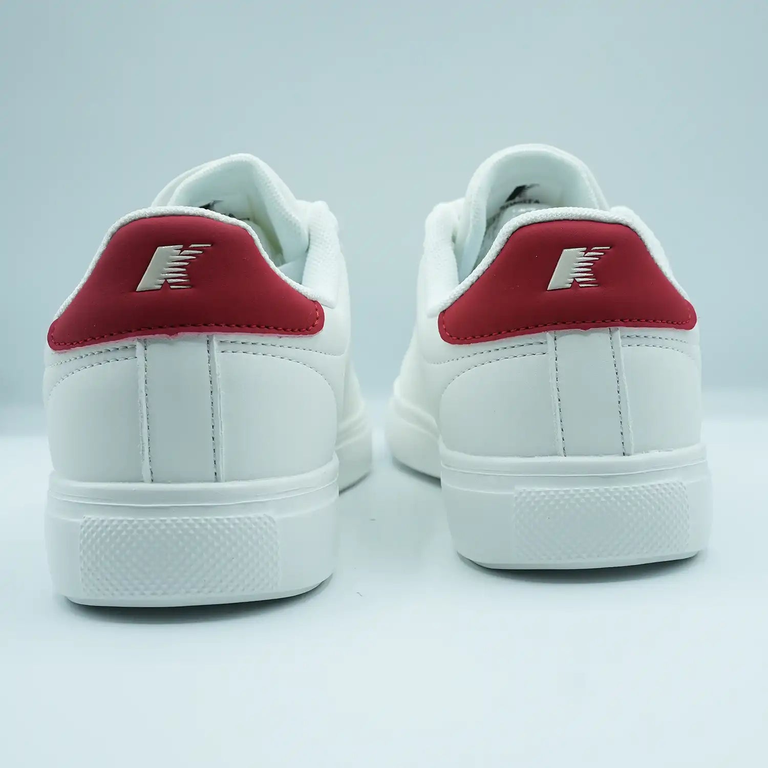 Unisex Low-Top Sneakers – Classic White with Red & Black Detail