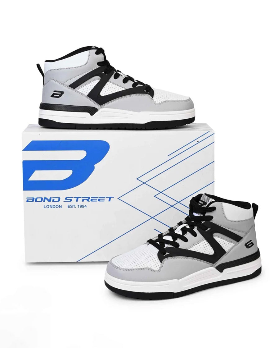 Bond Street Men's Grey &amp; Black Casual Sneakers GS172