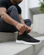 Goldstar Black Flyknit Casual Running Shoes For Men GS160