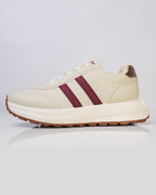 Goldstar Cream Maroon Stripe Retro Running Shoes For Women LS004