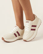 Goldstar Cream Maroon Stripe Retro Running Shoes For Women LS004