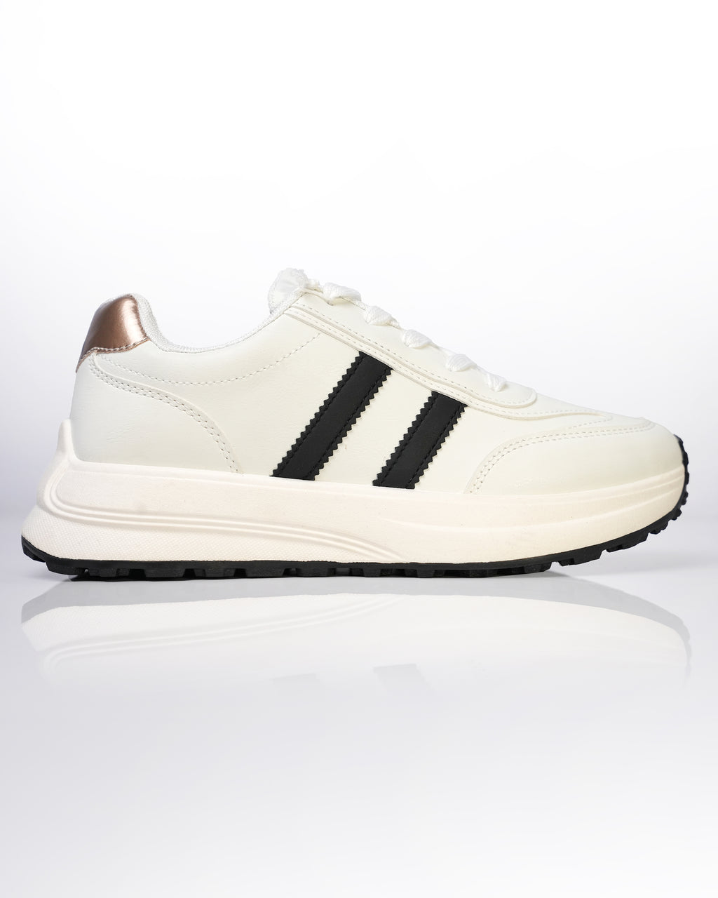 Goldstar White Black Stripe Retro Running Shoes For Women LS005