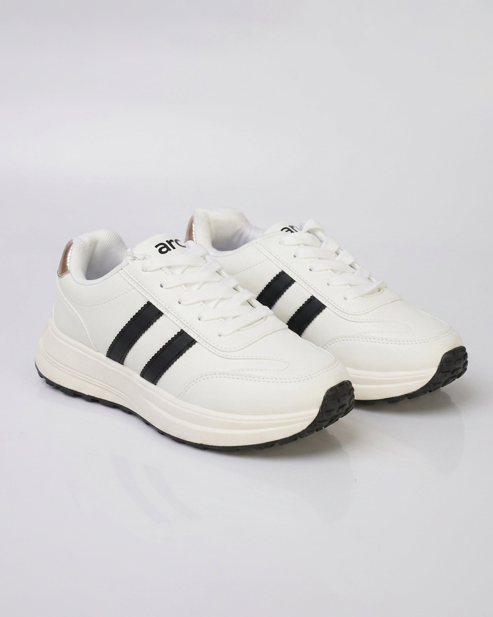 Goldstar White Black Stripe Retro Running Shoes For Women LS005