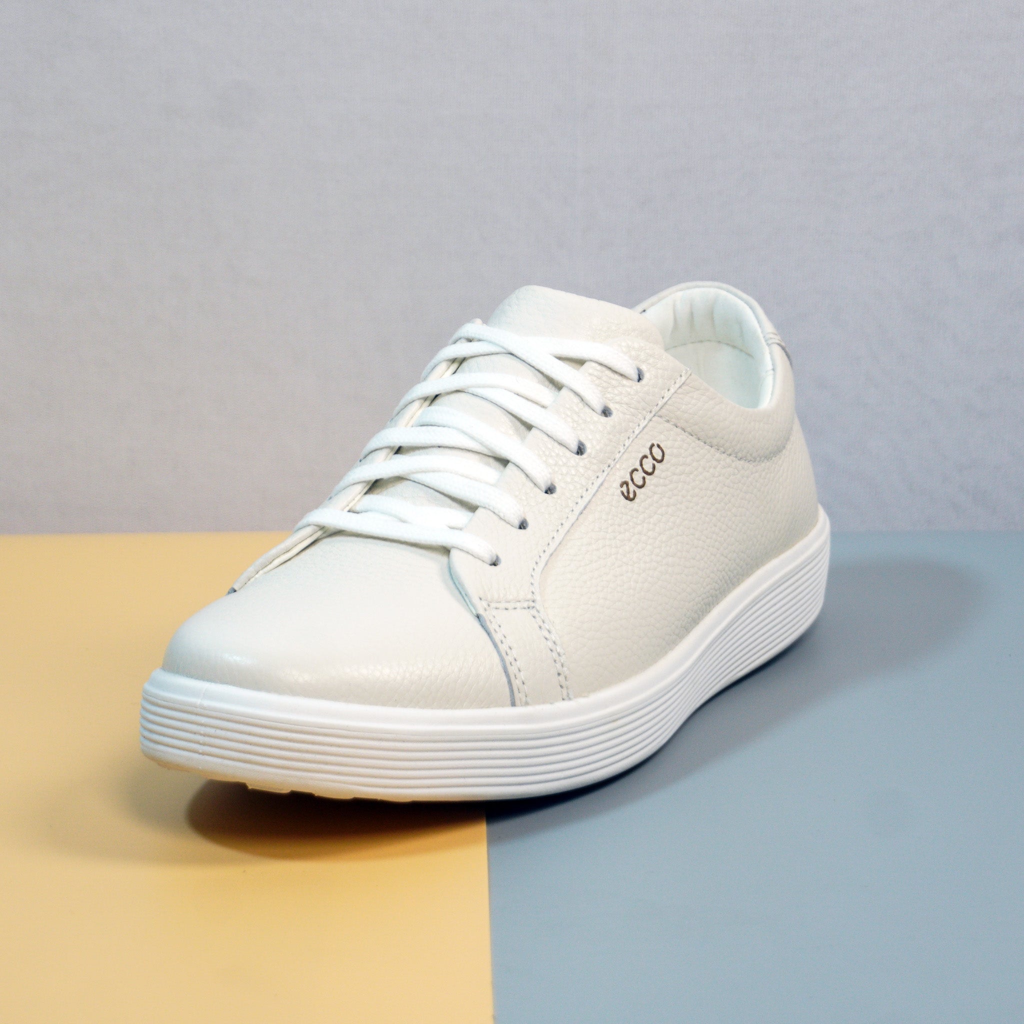 Men's White Leather Lace‑Up Sneakers  [GS110]
