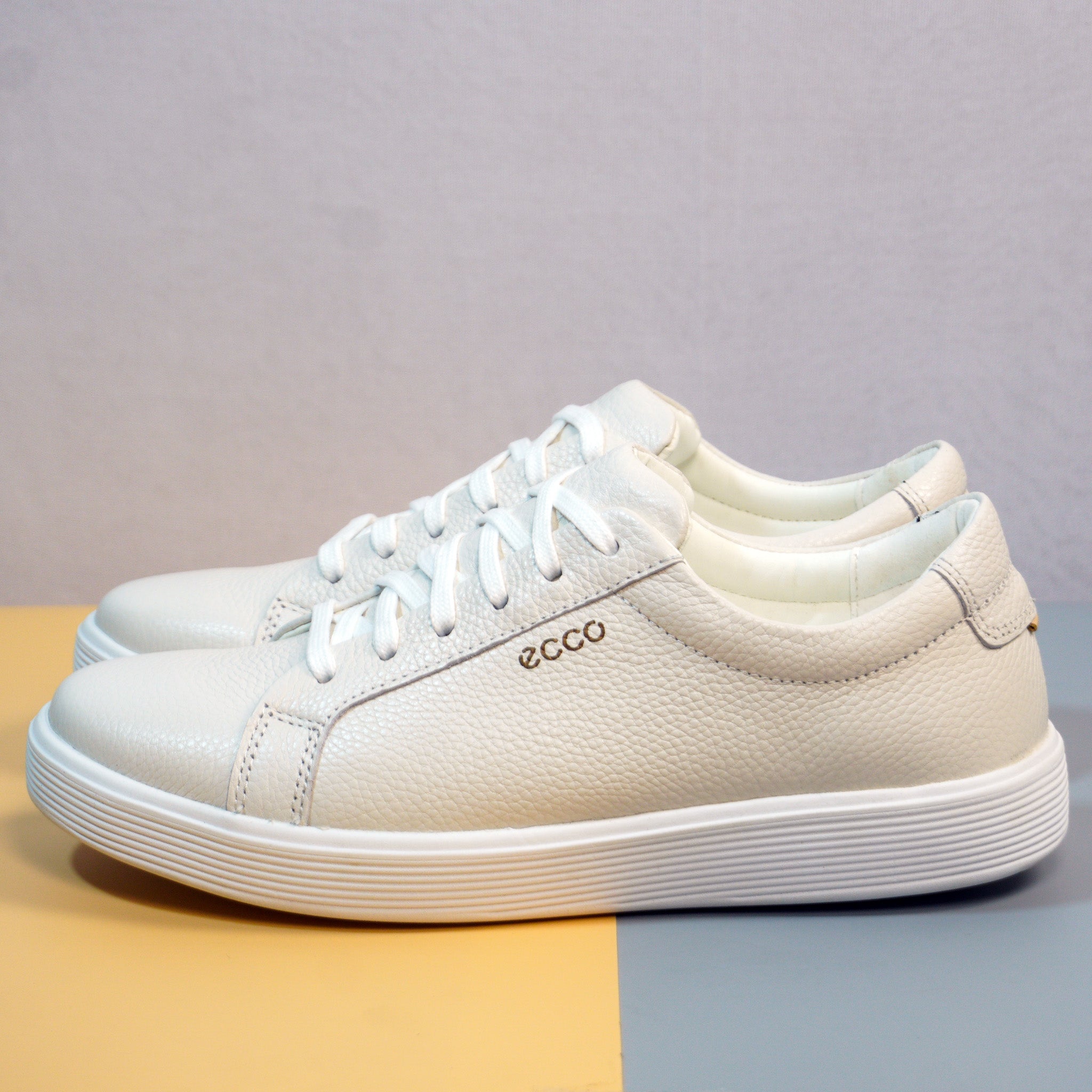 Men's White Leather Lace‑Up Sneakers  [GS110]