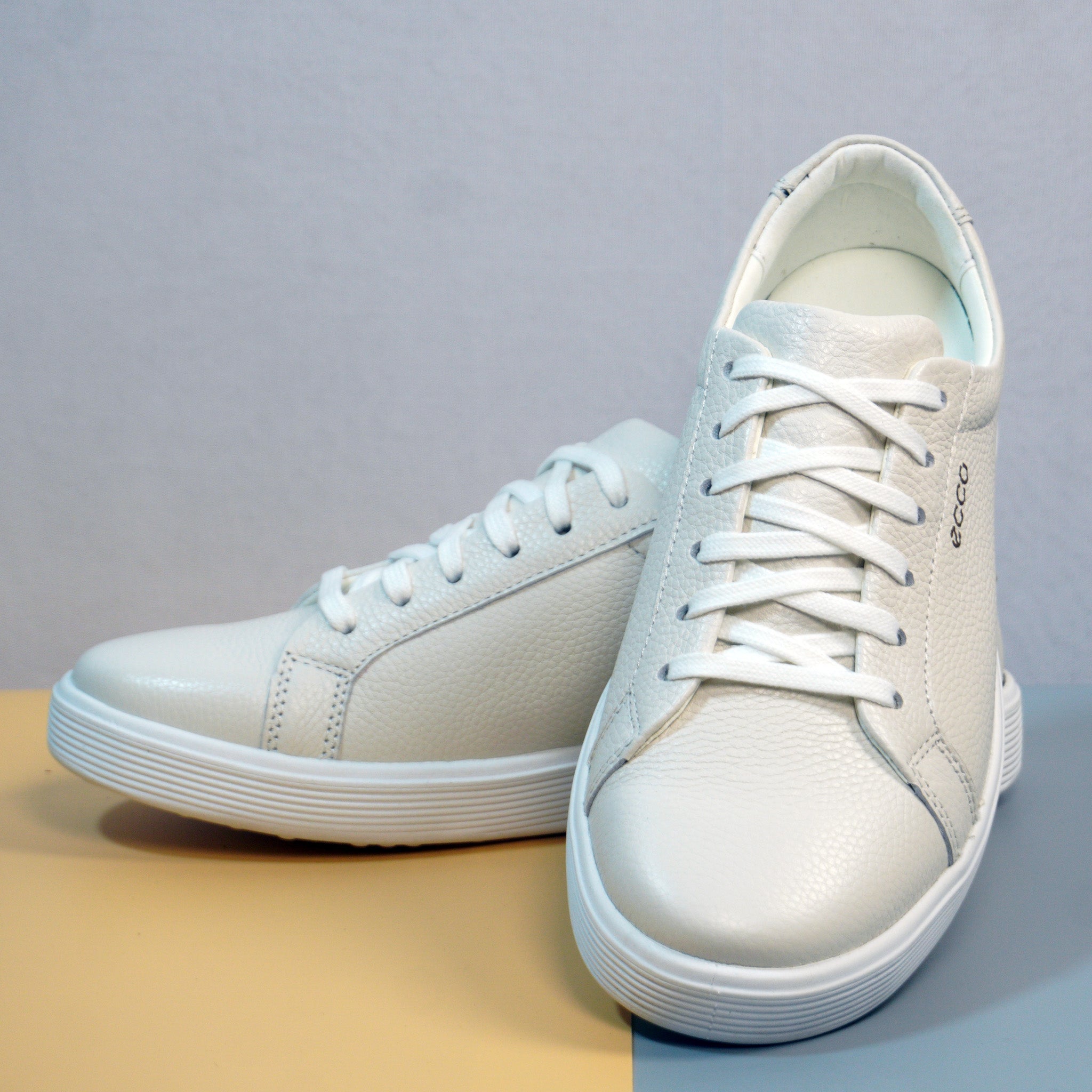 Men's White Leather Lace‑Up Sneakers  [GS110]