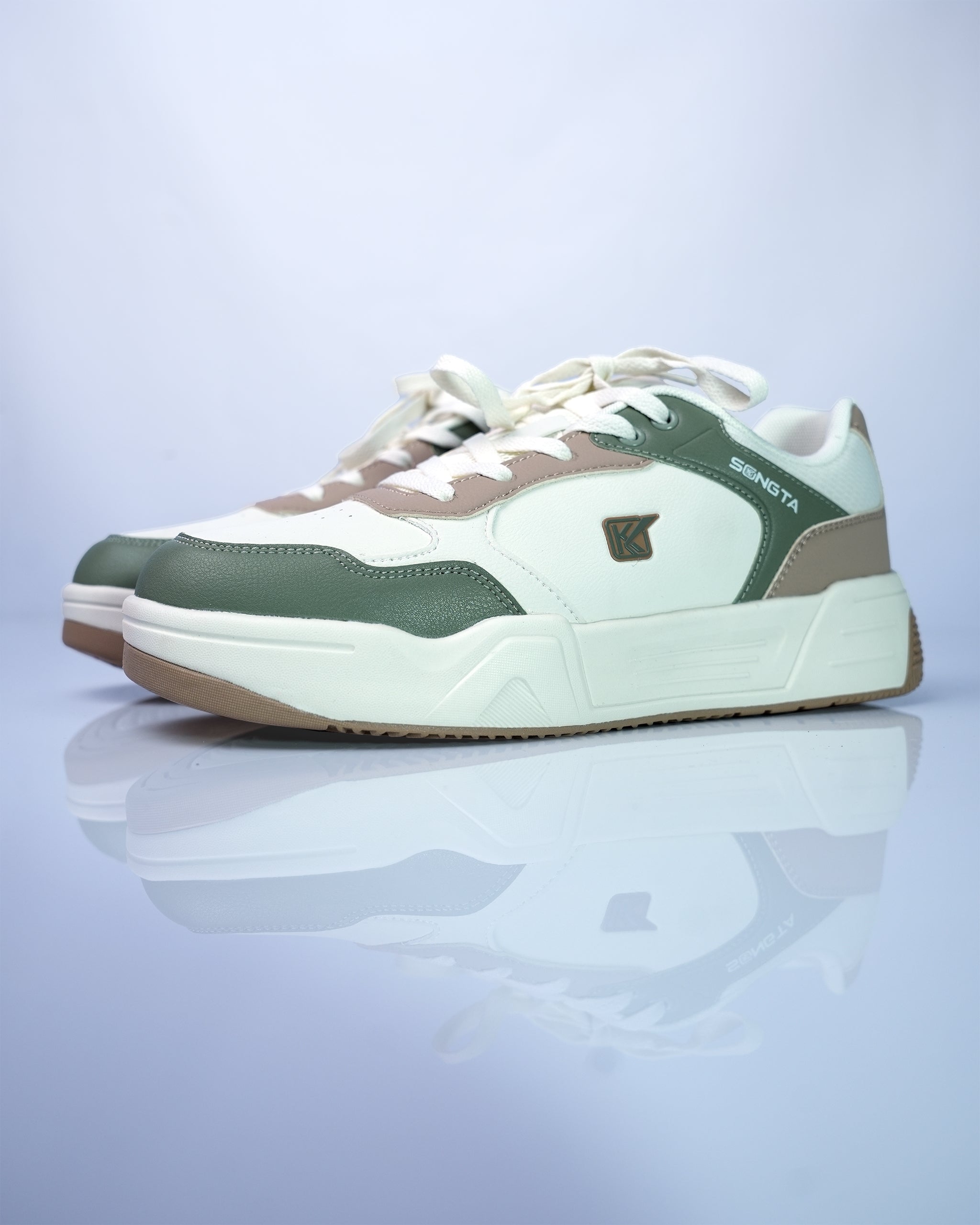 SONGTA White Beige Olive Casual Sneakers For Men GS169