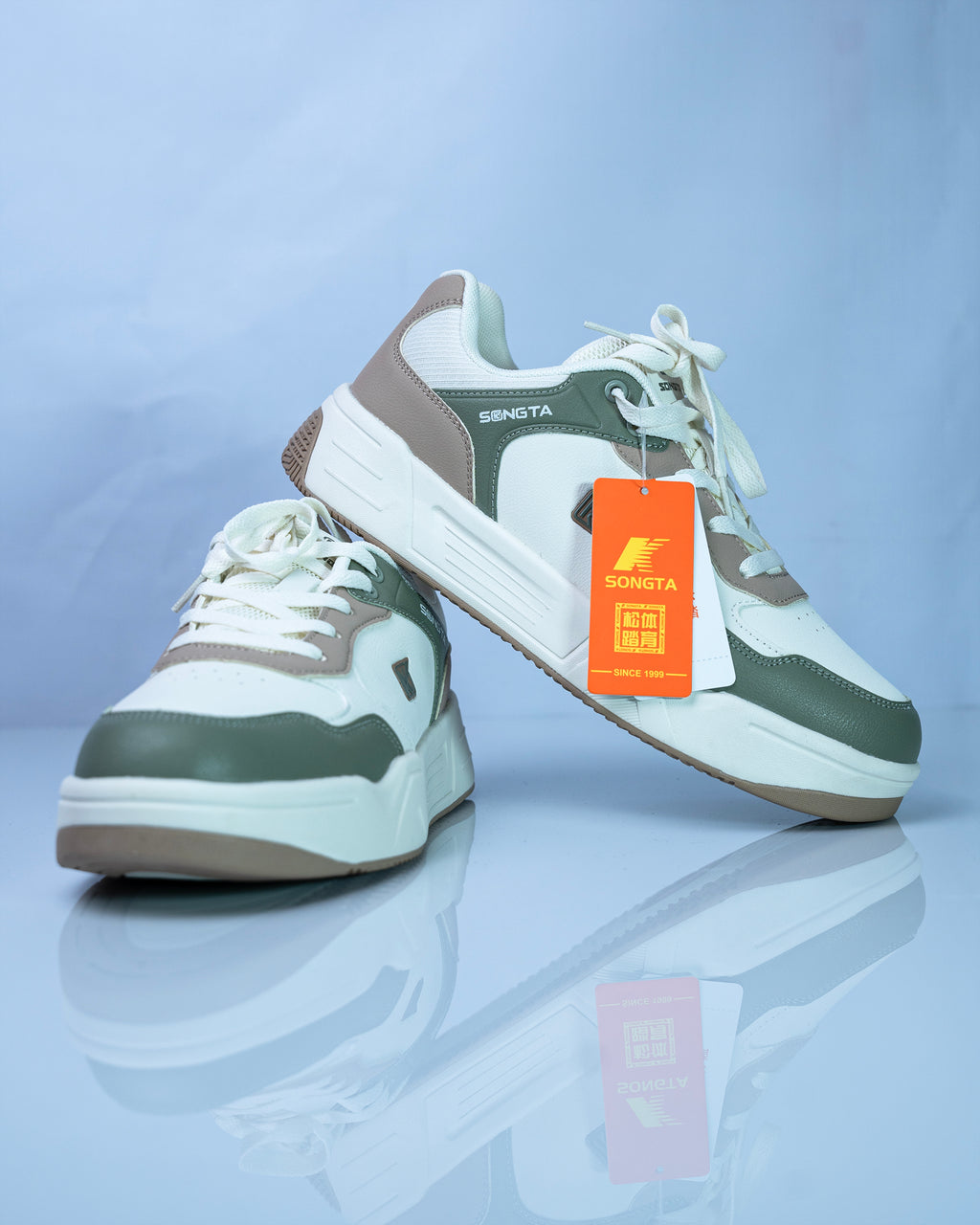 SONGTA White Beige Olive Casual Sneakers For Men GS169