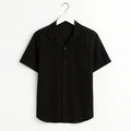 Casual Black Collar Linen Shirt for Men GC36 - Jutapasal