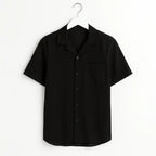 Casual Black Collar Linen Shirt for Men GC36 - Jutapasal