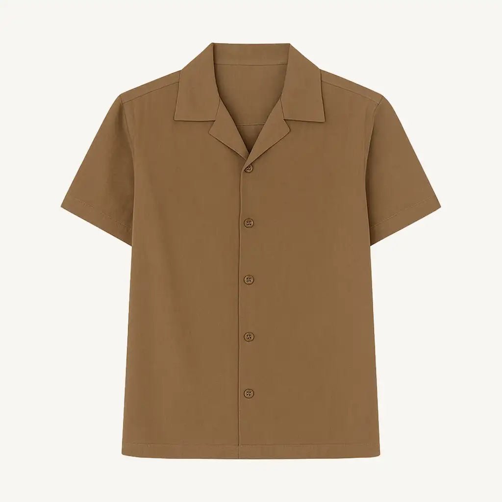 Casual Cedar Brown Collar Linen Shirt for Men GC37 - Jutapasal