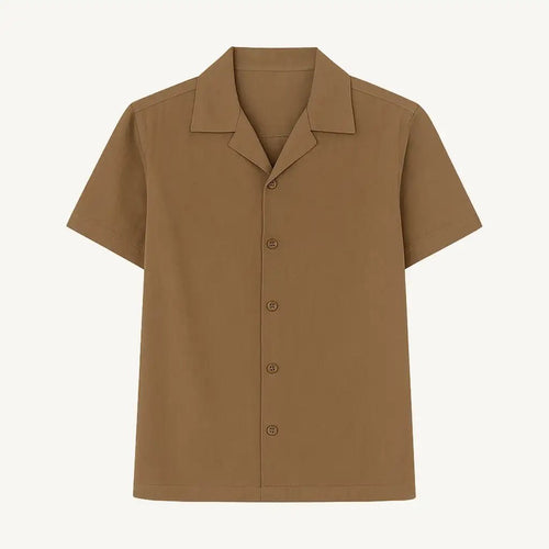 Casual Cedar Brown Collar Linen Shirt for Men GC37