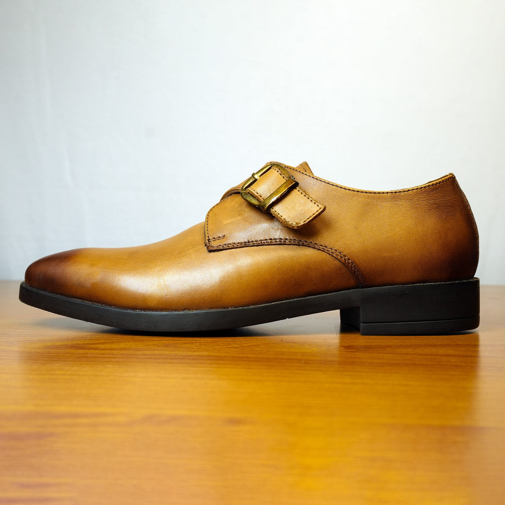 Classic Black Single Monk Strap Shoes [GS122] - Jutapasal