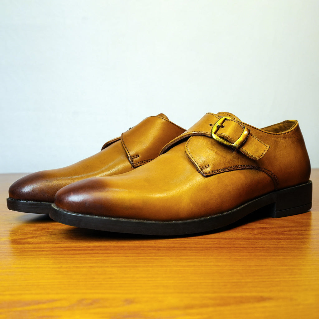 Classic Black Single Monk Strap Shoes [GS122] - Jutapasal