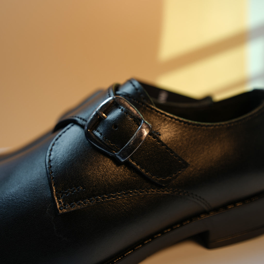 Classic Black Single Monk Strap Shoes [GS122] - Jutapasal