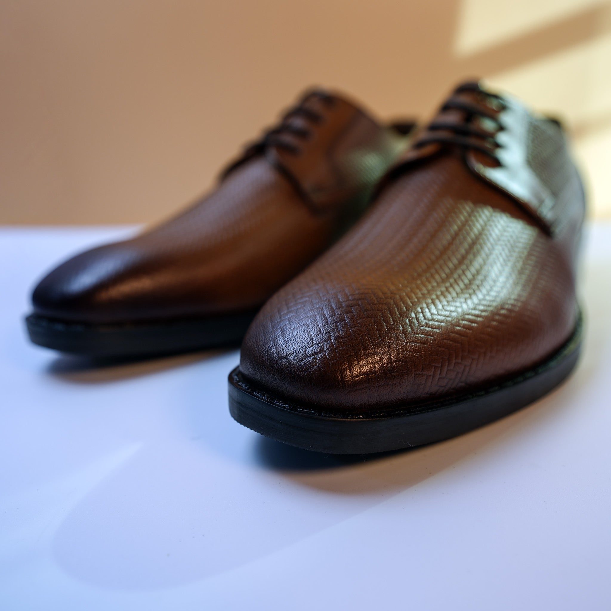 Classic Brown Leather Derby Shoes [GS121] - Jutapasal