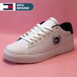 Tommy Hilfiger Men's White Sneakers with Navy Crest GS127