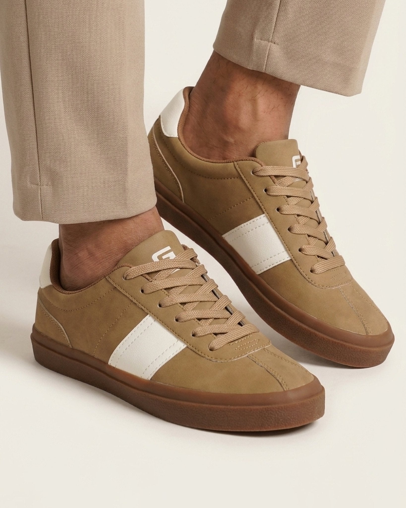 Goldstar Khaki Beige Casual Low-Top Sneakers For Men GS157 - Jutapasal
