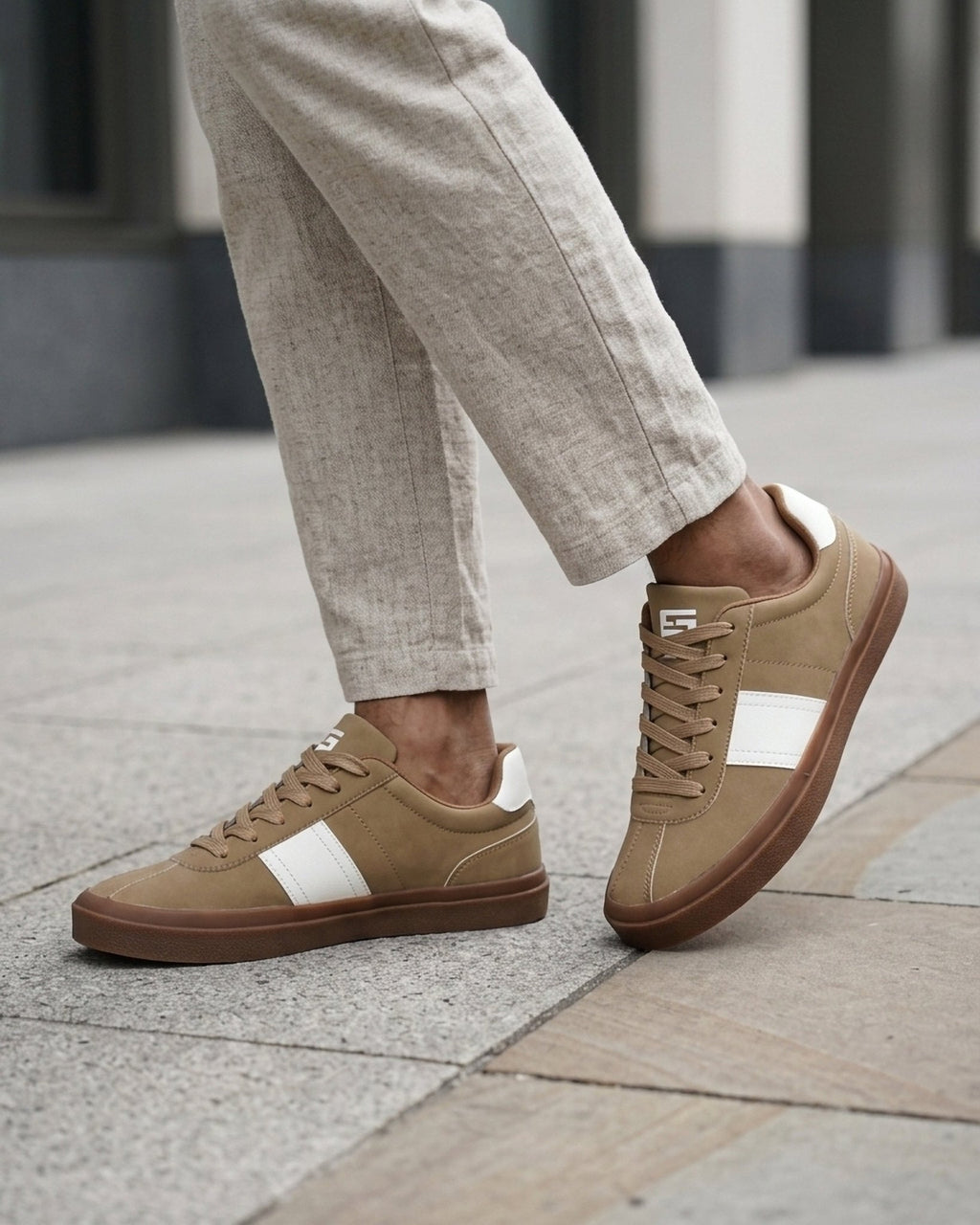 Goldstar Khaki Beige Casual Low-Top Sneakers For Men GS157 - Jutapasal