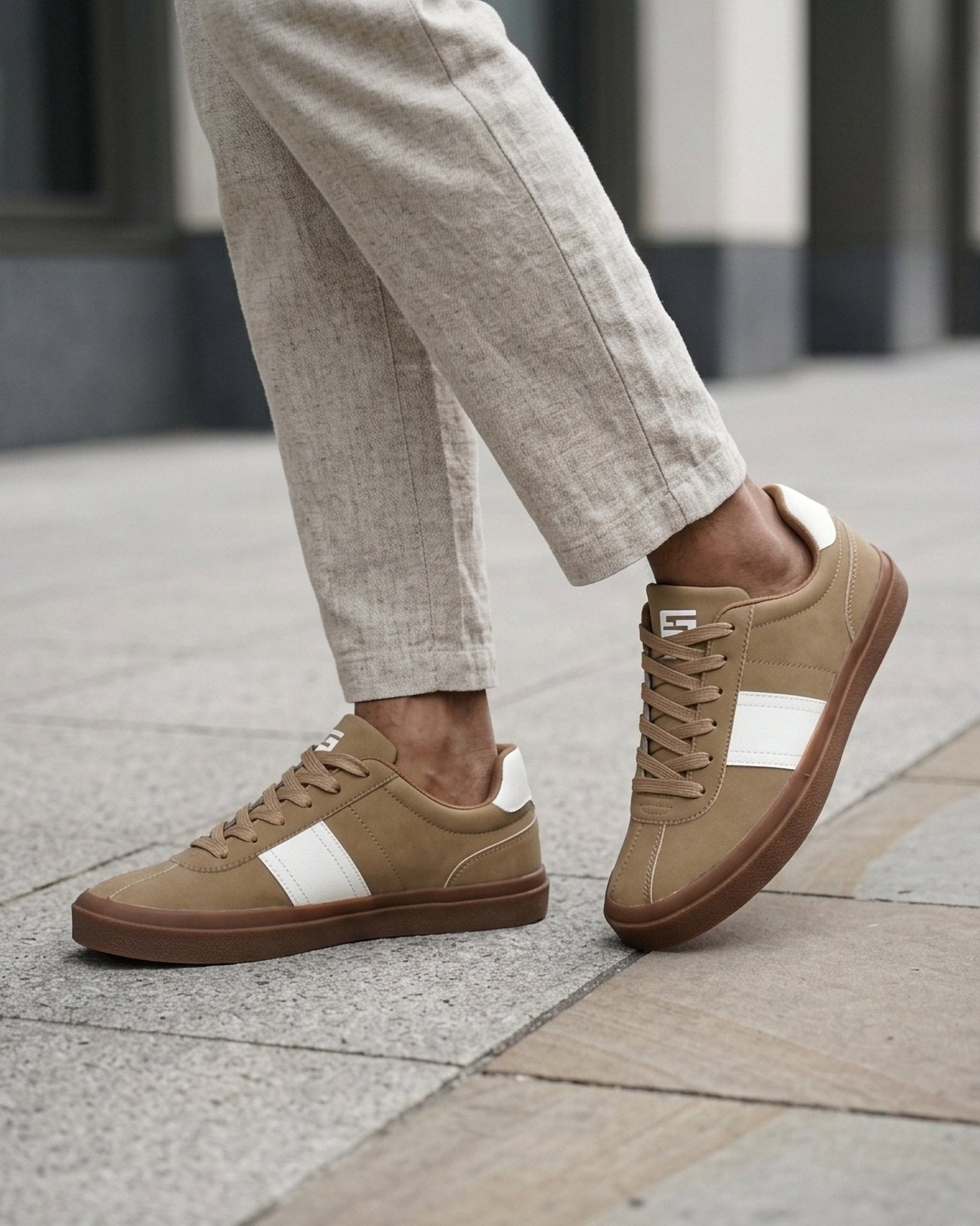 Goldstar Khaki Beige Casual Low-Top Sneakers For Men GS157 - Jutapasal