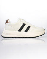 Goldstar White Black Stripe Retro Running Shoes For Women LS005