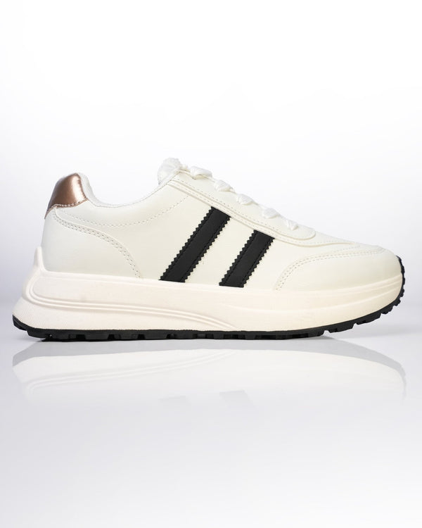 Goldstar White Black Stripe Retro Running Shoes For Women LS005