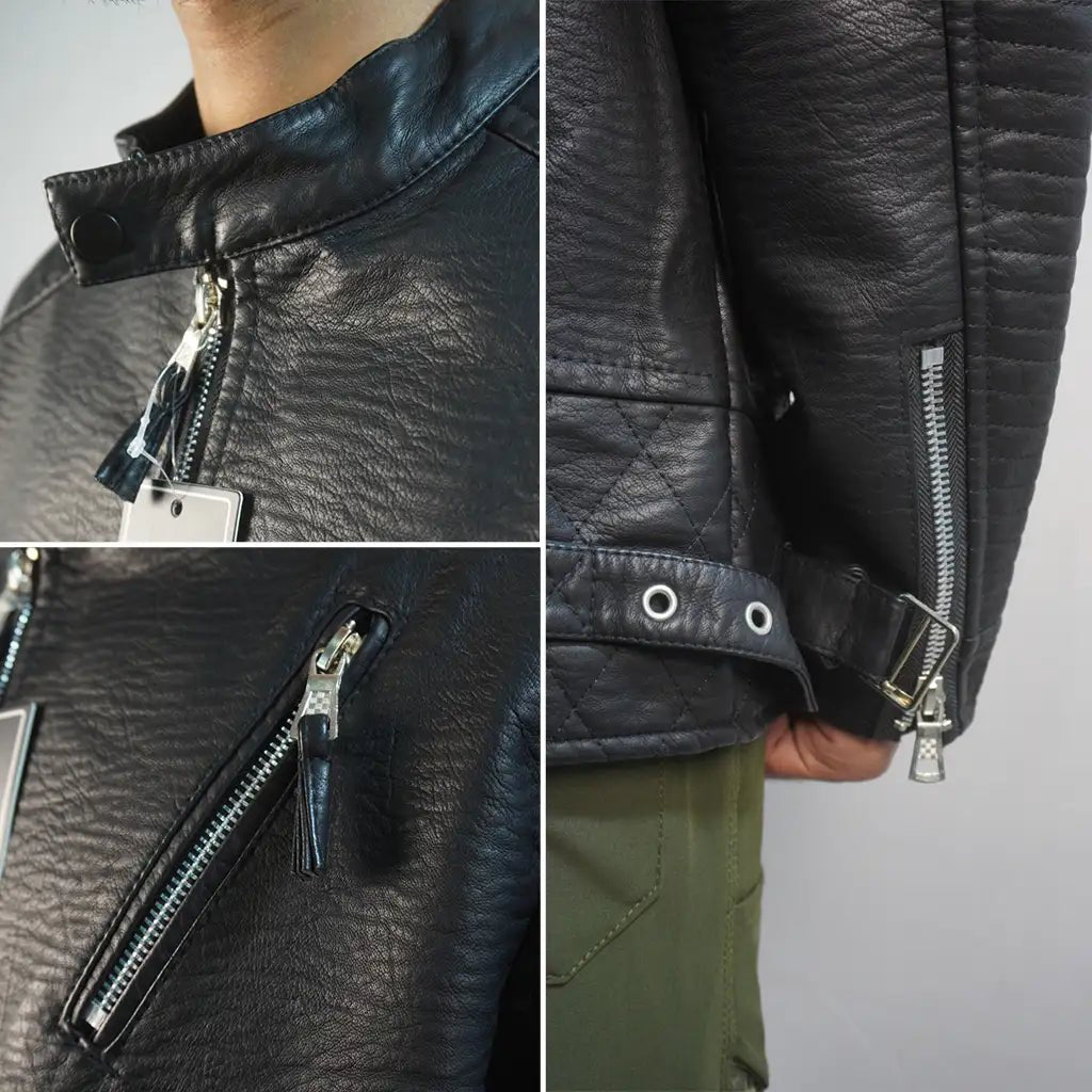 Men’s Black Leather Jacket GC38 - Jutapasal