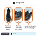 Mens Black Leather Sneakers [GS115] - Jutapasal