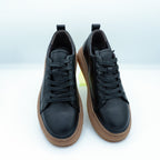 Mens Black Leather Sneakers [GS115] - Jutapasal