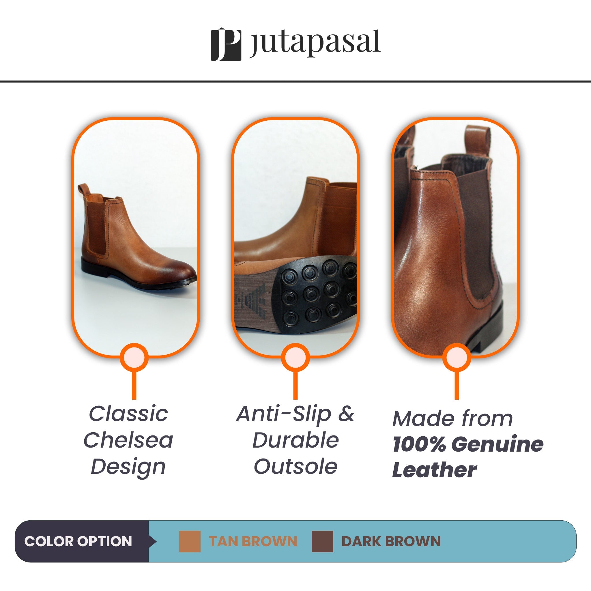 Men's Genuine Leather Chelsea Boots [GS108] - Jutapasal