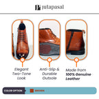Men's Two‑Tone Leather Dress Boots [GS107] - Jutapasal