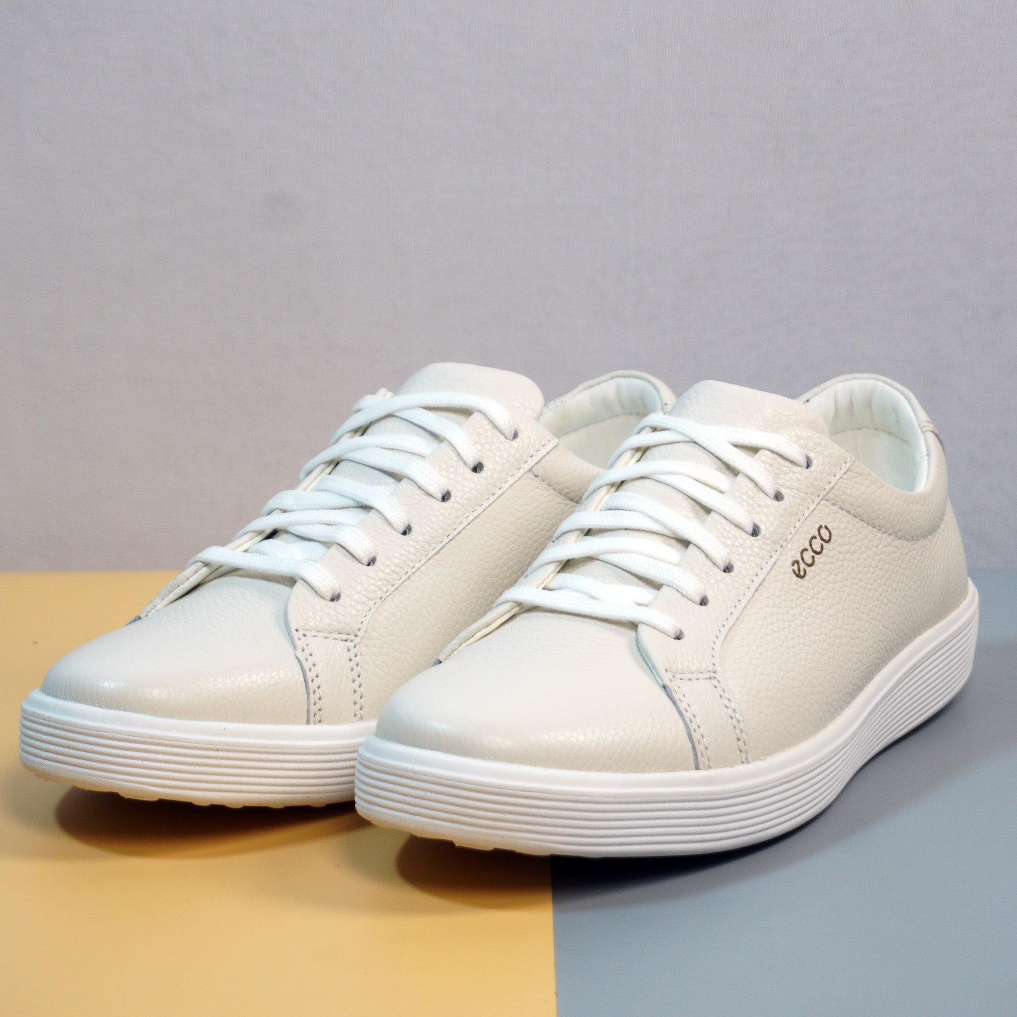 Men's White Leather Lace‑Up Sneakers [GS110] - Jutapasal