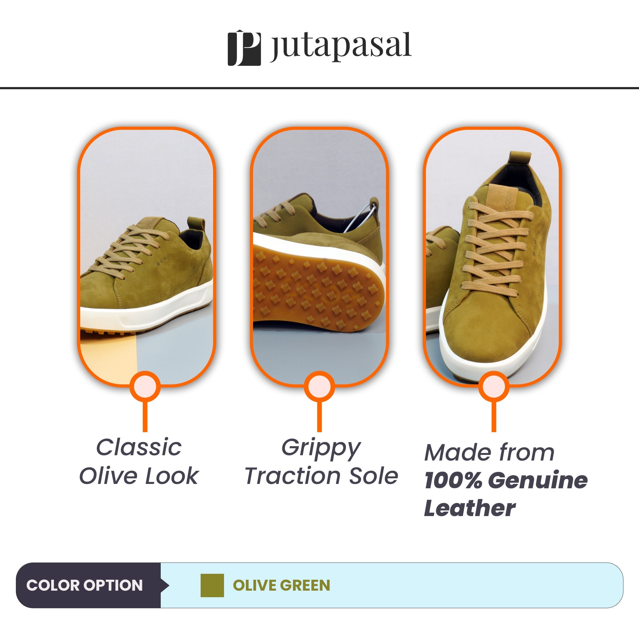 Sporty Gulf Sneakers with Premium Olive Nubuck Finish [GS111] - Jutapasal