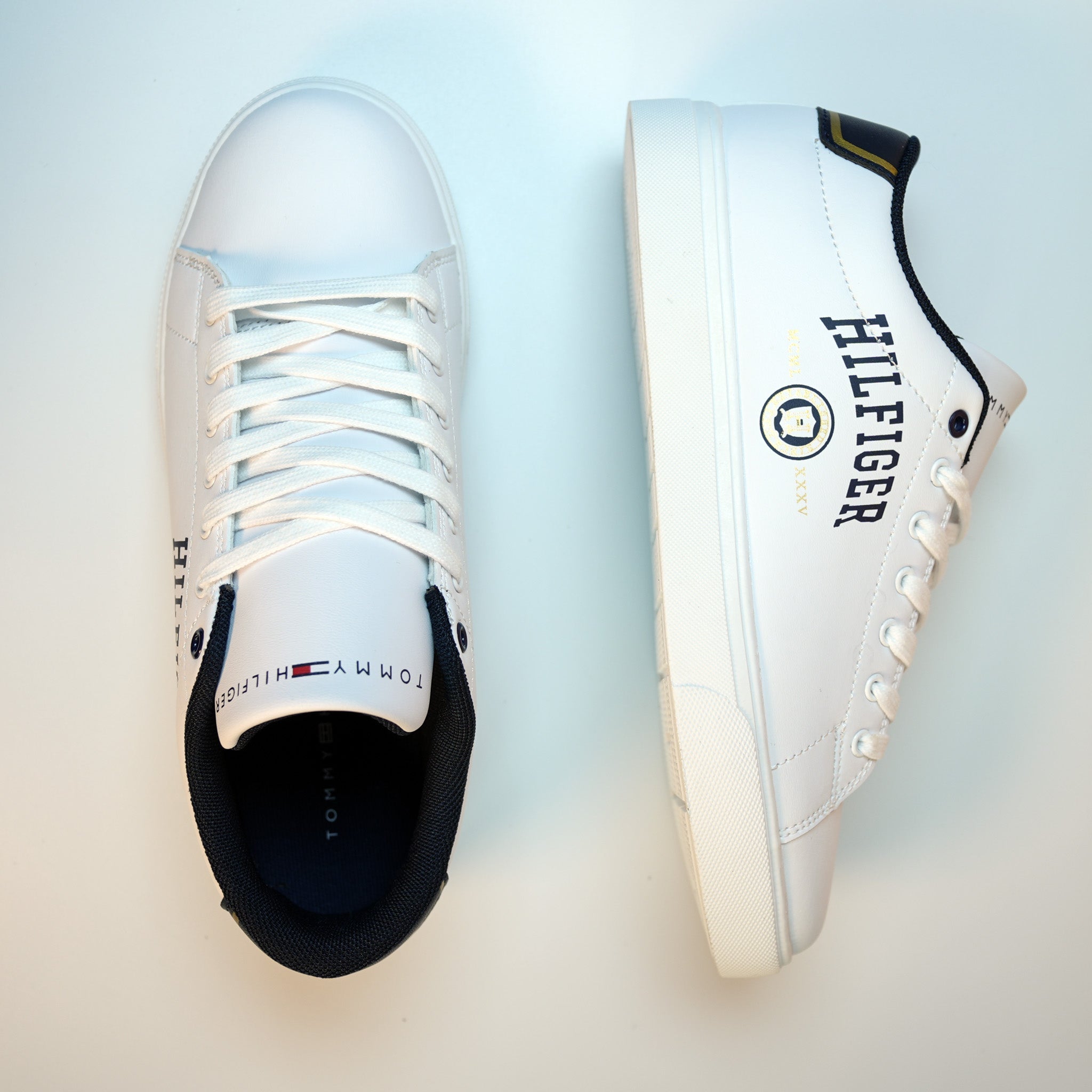 Statement White Court Sneakers with Gold Accents [GS128] - Jutapasal