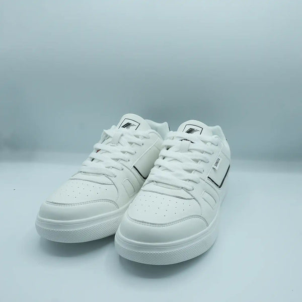Unisex White Low-Top Sneakers with Tricolor Detail GS79